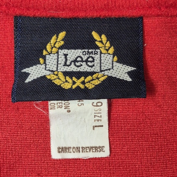 VTG Lee Sportswear Red Henley Sweatshirt Contrast Collar Made in USA Men's‎ L - Picture 5 of 7
